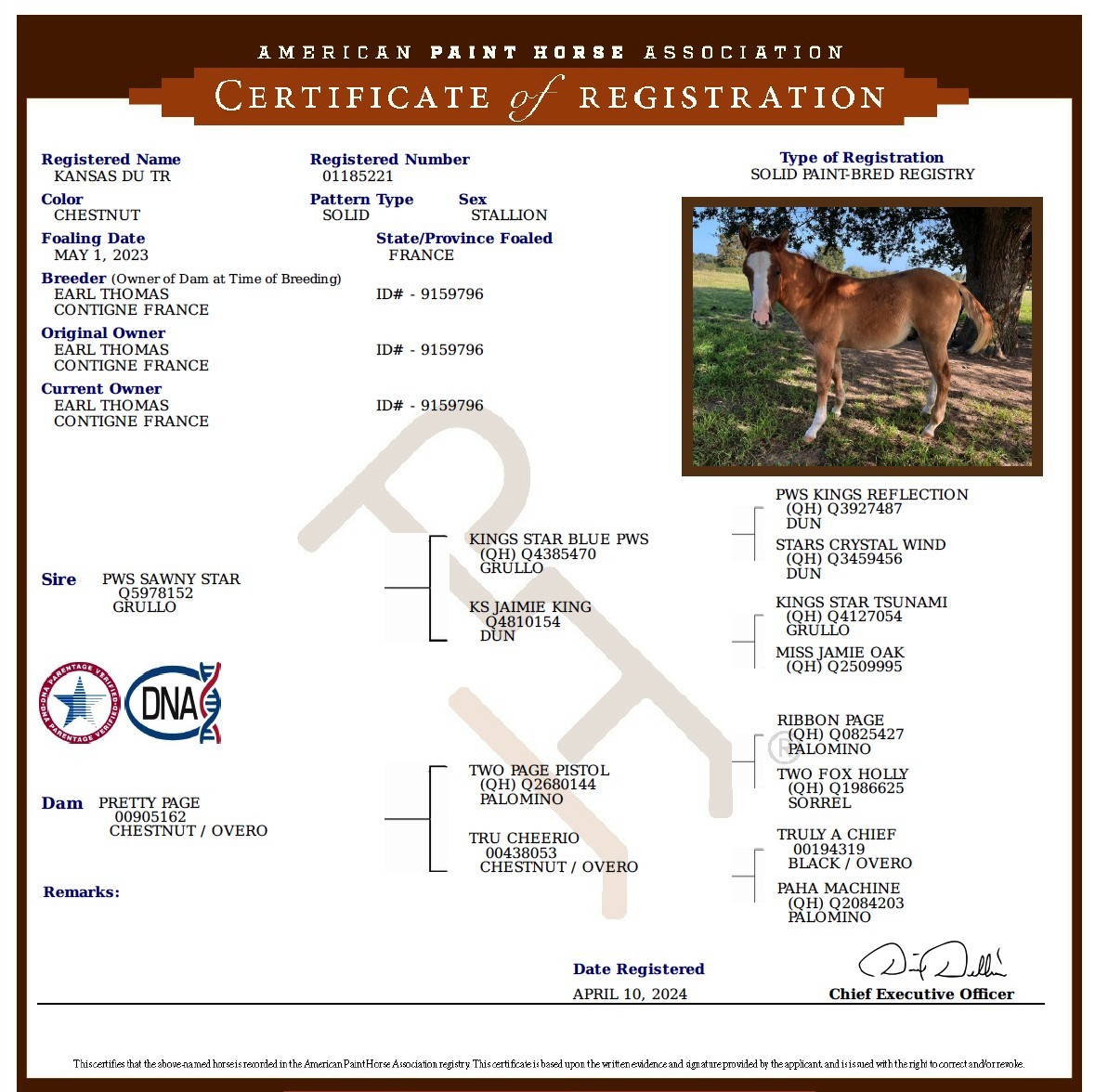 17 apha certificate of registration kansas du tr