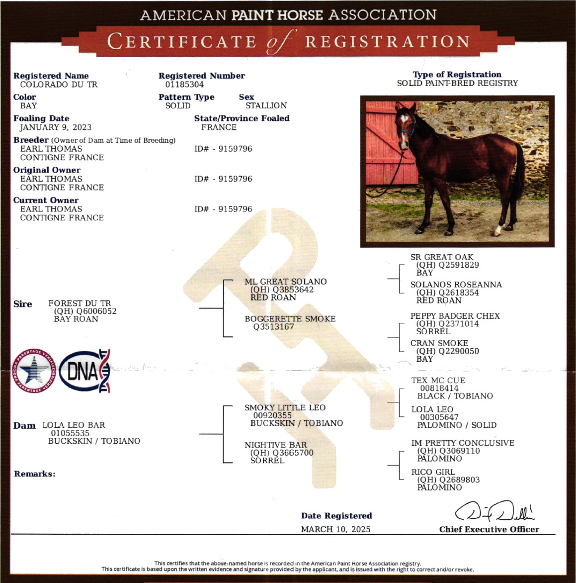 apha certificate of registration colorado du tr
